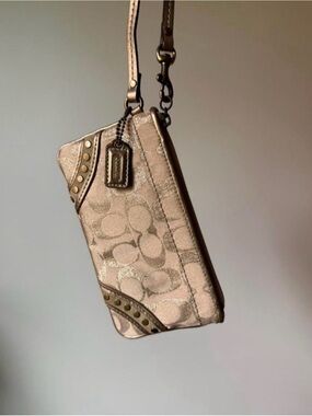 Coach Metallic Champagne Signature Wristlet